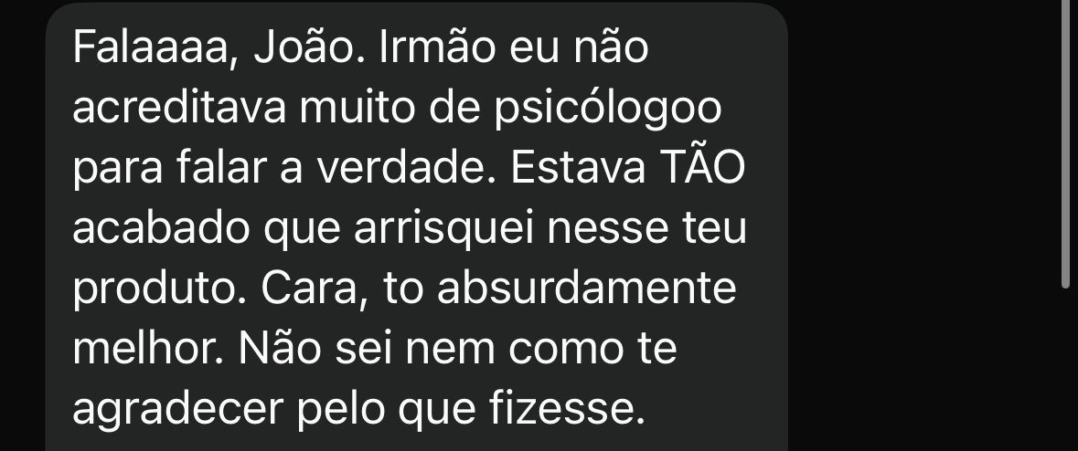 Depoimento de aluno por mensagem