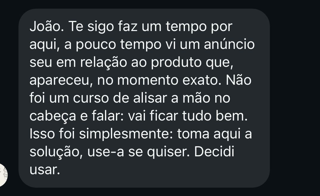 Depoimento de aluno por mensagem