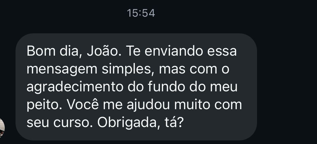 Depoimento de aluno por mensagem